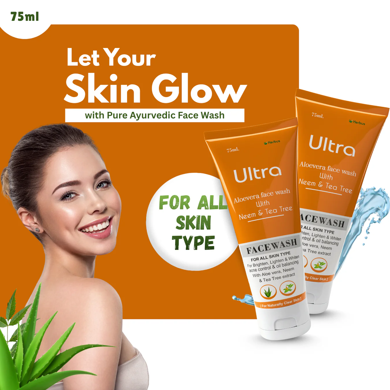 Ultra Face Wash Gel 75ml | Aloe Vera, Neem & Tea Tree Cleanser - Image 2