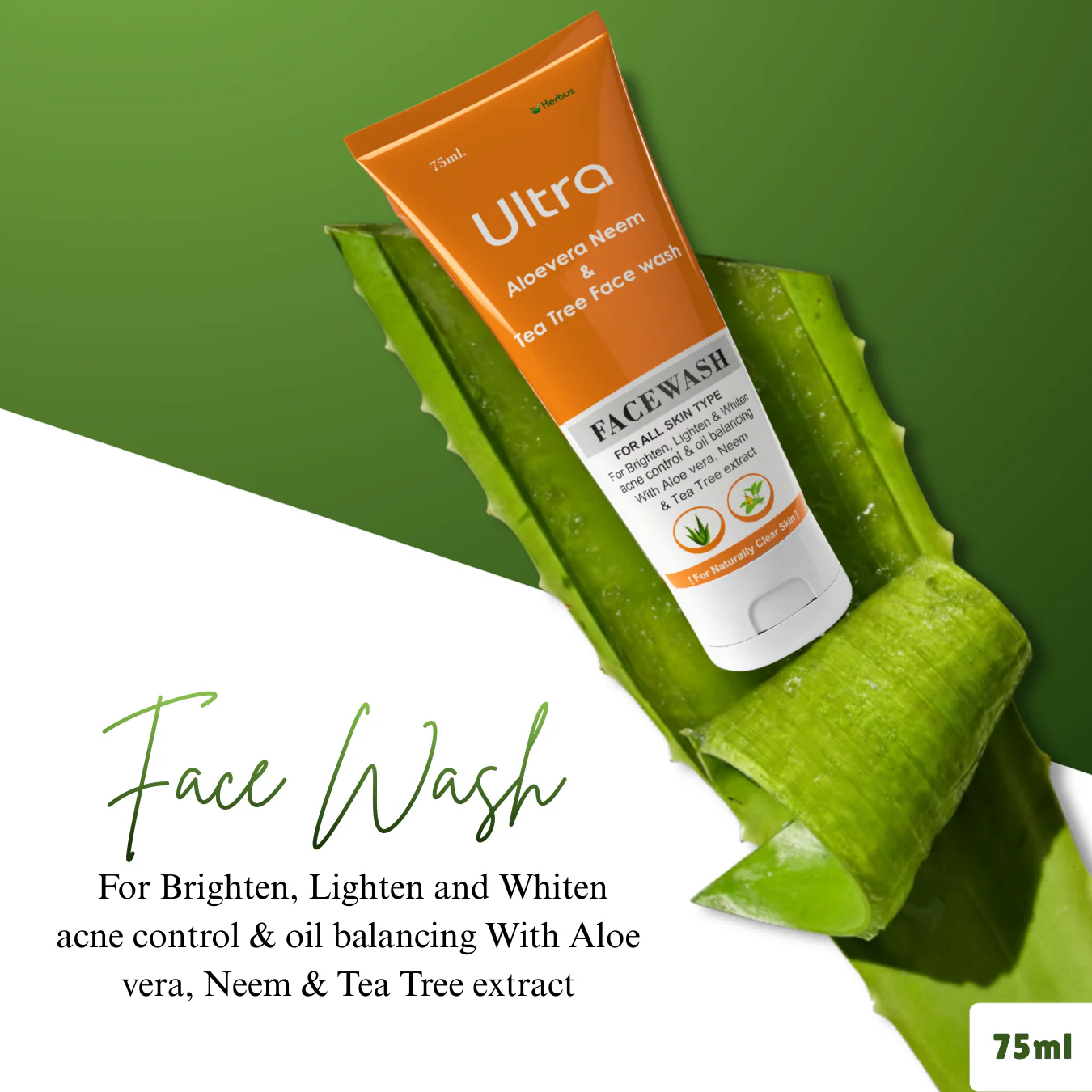 Ultra Face Wash Gel 75ml | Aloe Vera, Neem & Tea Tree Cleanser - Image 3