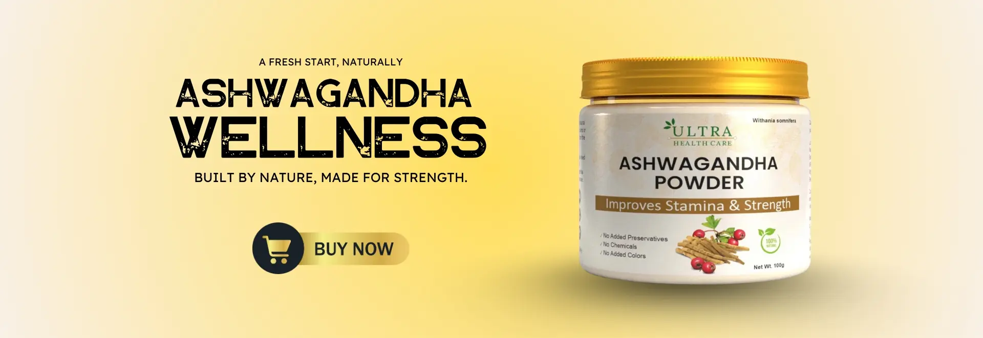 Ultra Healthcare Ashwagandha Powder - Natural Adaptogen for Stress, Energy & Immunity - Desktop Banner