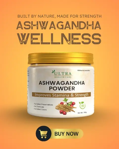 Ultra Healthcare Ashwagandha Powder Supplement - Ayurvedic Stress Relief & Energy Booster - Mobile Banner