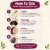 How to use onion hair oil: apply with the comb applicator, massage five to ten minutes, leave one to two hours, wash with a mild shampoo