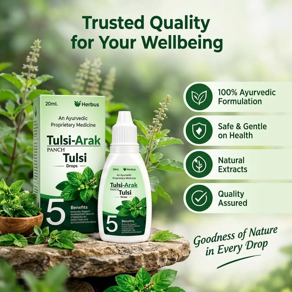 Panch Tulsi Drops, a 100 percent Ayurvedic formulation with natural extracts, quality assured